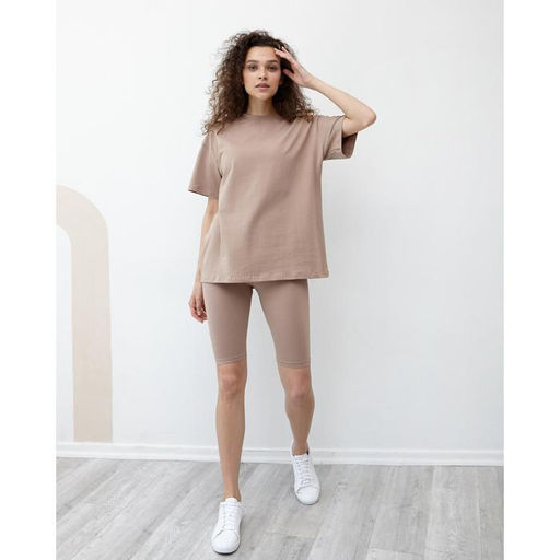 Футболка женская MINAKU OVERSIZE FIT, коричневая, размер 48