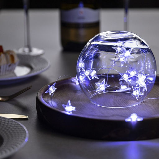 Гирлянда Нить 2 м, роса с насадками Звезда, IP20, серебристая нить, 20 LED, свечение белое, 2 режима, ААх2 - Luazon lighting фото 2