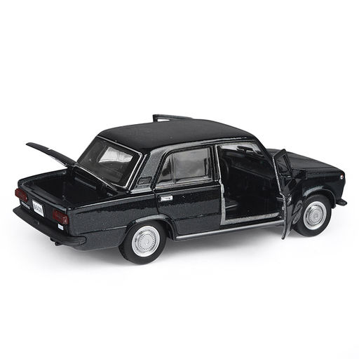 Машина металл ВАЗ-2101 12 см, (двери, багаж, черный) инерц, в коробке