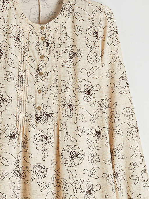 Hakim Yaka ?i?ekli A Kesim Elbise