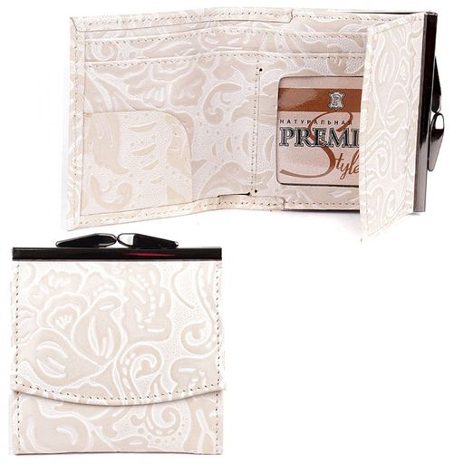 Портмоне женское Premier-R-2 н/к, 3 отд, 2 карм, бежевый пион (128) 111962