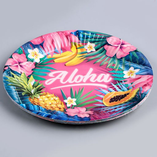 Набор бумажной посуды Aloha: 6 тарелок, 6 стаканов - Страна карнавалия фото 8