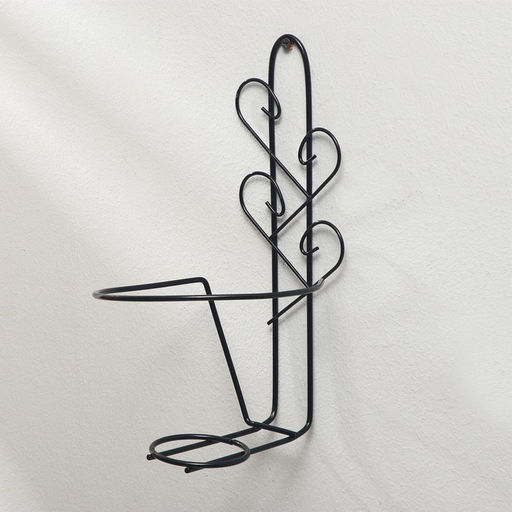 Подвес для кашпо настенный «Узор», d=16 см, чёрный