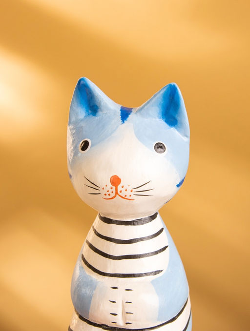 Сувенир «Кот сидячий», 6×6×15 см, дерево, голубой