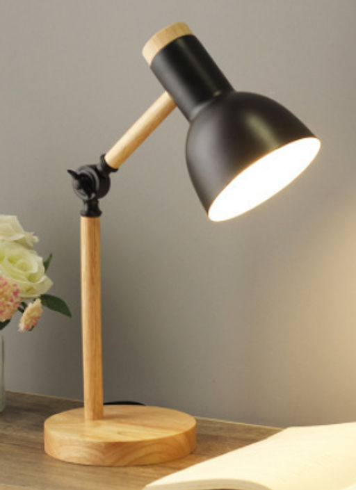 Настольный светильник Чёрный плафон Деревянное основание E27 /Размер: 220мм*450мм С лампой светодиодной 6Вт Тёплый-нейтральный-холодный /уп 10/ - Галеонтрейд фото 8