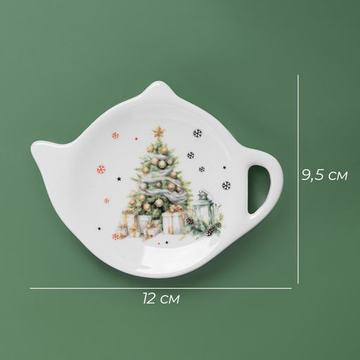 Подставка под чайный пакетик новогодняя Доляна Приближение чуда, доломит, 12?9.5 см, белая - Страна карнавалия фото 2