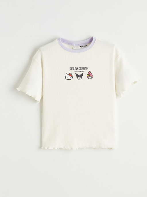 Hello Kitty Bask?l? Bisiklet Yaka K?z ?ocuk Pijama ?st