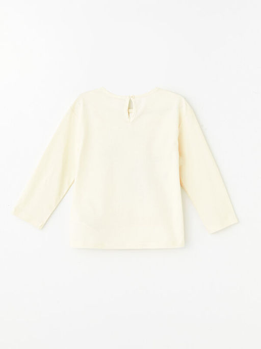 Bisiklet Yaka Uzun Kollu Bask?l? K?z ?ocuk Ti??rt