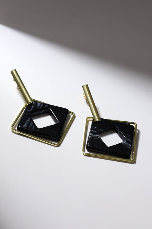 Серьги ассорти «Иллюзия», цвет чёрный в золоте