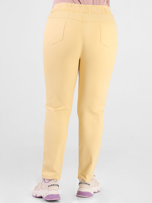 Желтые женские джинсы на резинке - Almond фото 4