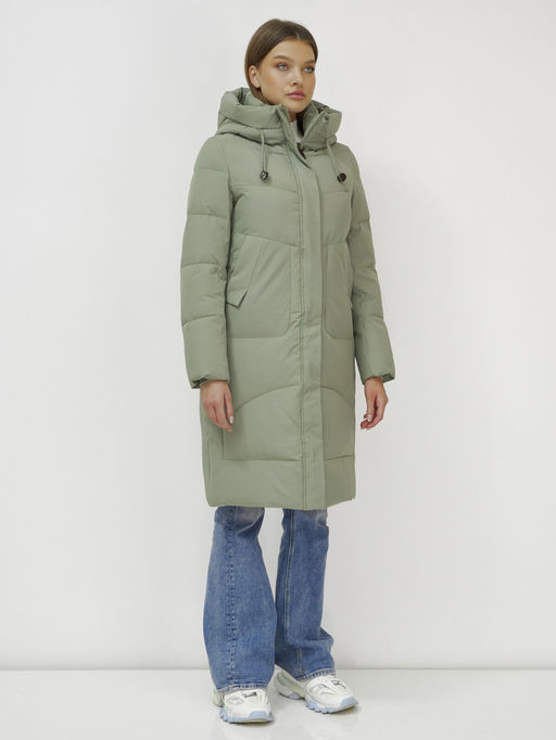 Куртка зимняя с капюшоном удлиненная стеганная зеленого цвета 9650Z - Mtforce фото 11