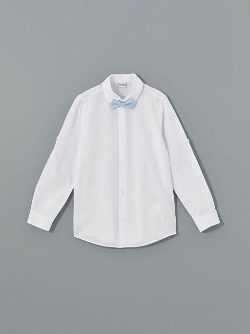 Basic Uzun Kollu Erkek ?ocuk G?mlek ve Papyon