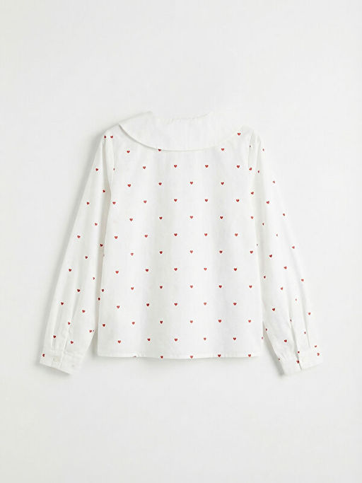 Bebe Yaka Bask?l? Poplin K?z ?ocuk G?mlek