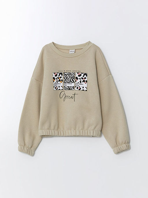 Bisiklet Yaka K?z ?ocuk Kal?n Sweatshirt