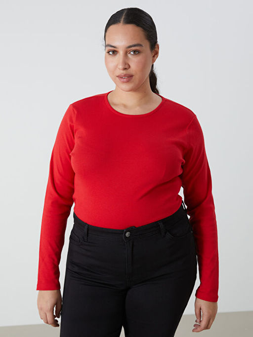 Bisiklet Yaka D?z Uzun Kollu Kad?n Body