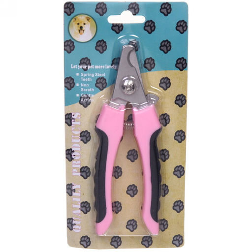 Цена за 2 шт. Когтерез для животных "ЗООУЛЬТРА", пружинный механизм, ручки прорезиненные - волна, цвет розовый / черный, 16см