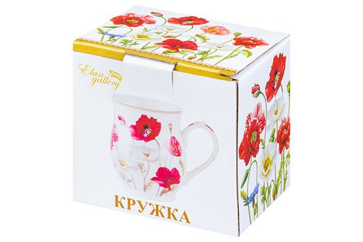 Кружка 350 мл 11,5*8,2*10 см "Маки" бочонок, NEW BONE CHINA