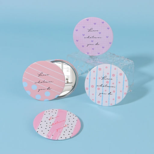 Цена за 3 шт. Зеркало карманное «Надписи», d = 7 см, цвет МИКС