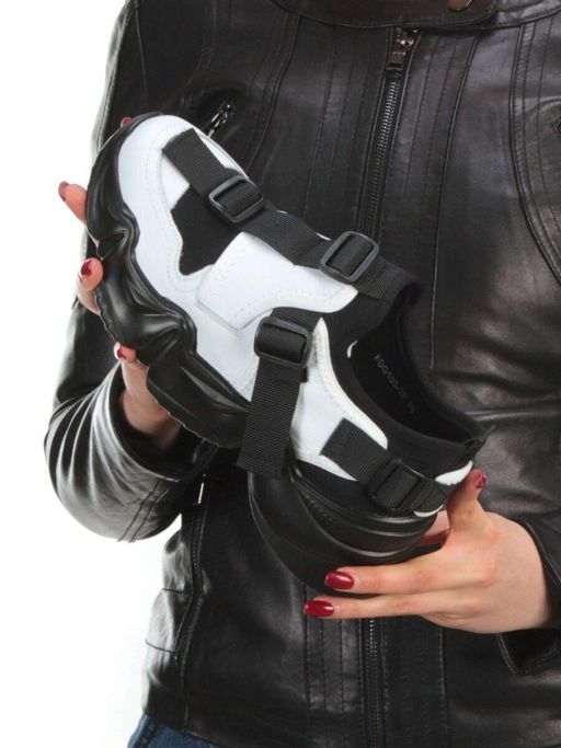 05-FDG103-2P WHITE/BLACK Кроссовки женские (натуральная кожа, текстиль) - No name фото 2