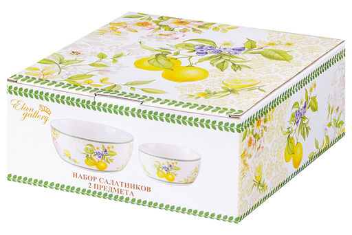 Набор 2 салатников - 14*14*6 см 600 мл + 20*20*7,5 см 1,7 л Лимоны NEW BONE CHINA - Elan gallery фото 8
