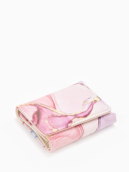 Кошелёк женский на кнопке, 10?1.5?8 см, с принтом, розовый