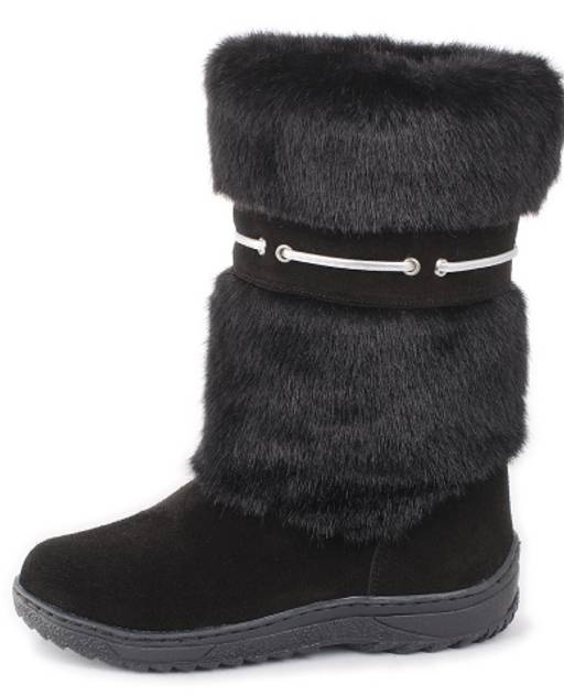 Унты женские на литой подошве черные, норка черная - Roshva фото 2