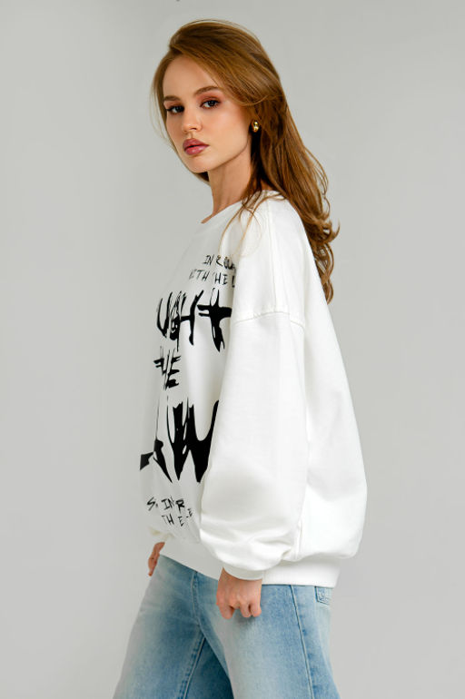 Арт. 15134 Свитшот женский оверсайз 46-52 (4 шт) Цвет:молочный