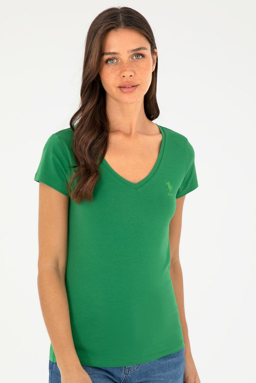 Женская зеленая базовая футболка Неожиданная скидка в корзине - U.s. polo assn фото 3