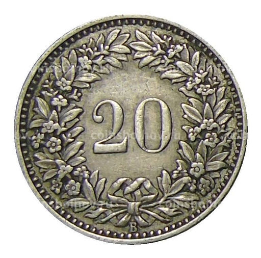 Монета 20 раппенов 1939 года Швейцария