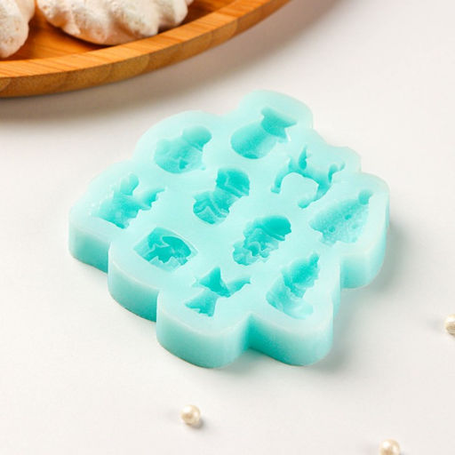 Молд для заливки Микс фигурок, силикон, 8?8 см, бирюзовый - Simaland фото 3