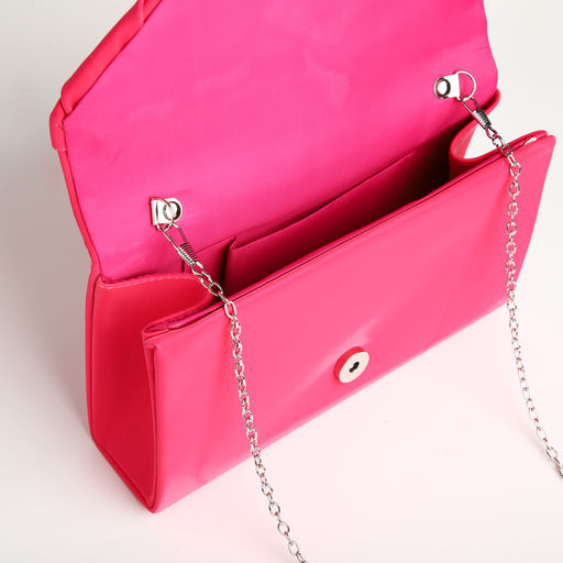 Сумка-клатч женская вечерняя на магните, на цепочке, с декоративной пряжкой, фуксия