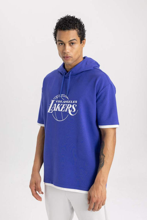 DeFactoFit Футболка оверсайз с капюшоном и короткими рукавами НБА Лос-Анджелес Лейкерс  фото 6