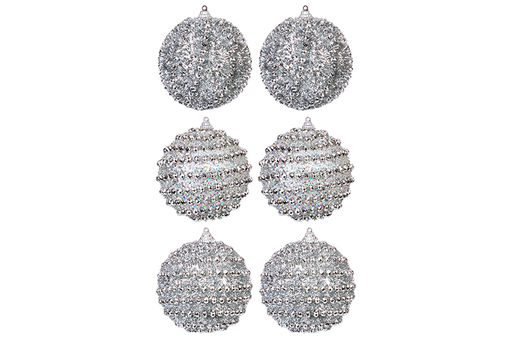 Набор 6 новогодних шаров 9,5*9,5 см Серебряный узор - Elan gallery фото 4