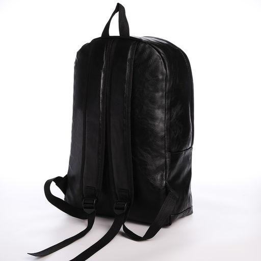 Рюкзак городской из искусственной кожи на молнии, 3 кармана, цвет чёрный - Simaland фото 2