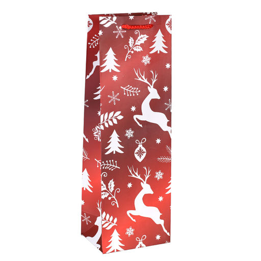 Цена за 12 шт. Пакет подарочный 12х36х9см под бутылку / 9068 /уп 12/600/Новый год - Галеонтрейд фото 13