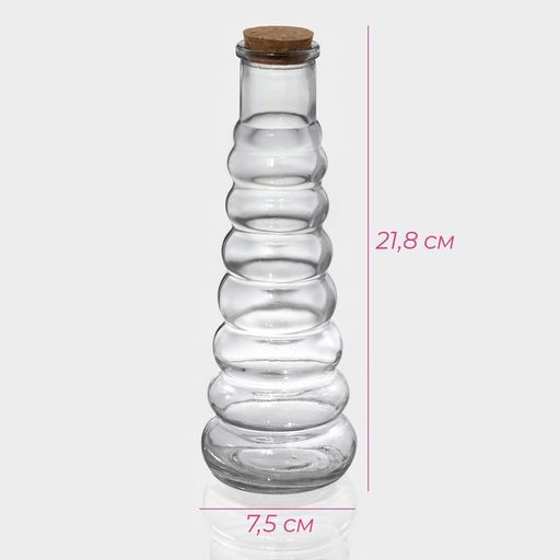 Бутылка для соусов и масла Доляна «Парфе. Гармонь», 400 мл, 21.8×7.5 см, с пробковой крышкой, стекло, прозрачная