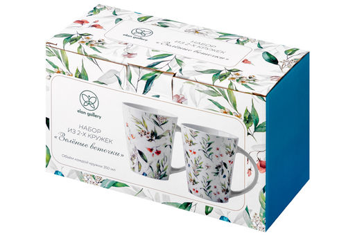 Набор 2 кружек 350 мл 12*9*11 см Зеленые веточки NEW BONE CHINA - Elan gallery фото 16