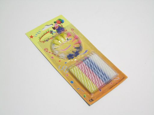 Свечи для торта 24шт. с подставками 5,5см (50026/C008/RK-208) разноцветные, на блистере