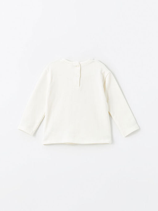 Bisiklet Yaka Bask?l? K?z Bebek Sweatshirt