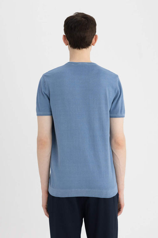 Трикотажная футболка-поло стандартного кроя с короткими рукавами - Defacto фото 6