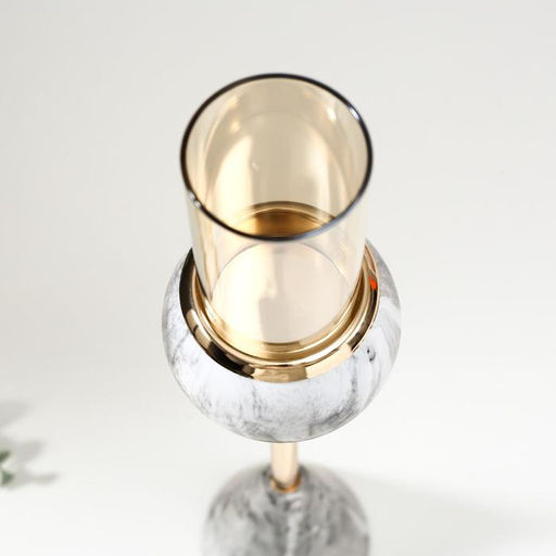 Металлический подсвечник на 1 свечу «Серый мрамор», 30×8×8 см