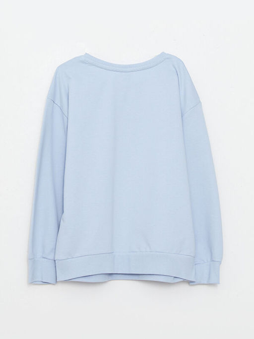 Bisiklet Yaka Bask?l? Uzun Kollu K?z ?ocuk Sweatshirt - Waikiki фото 2