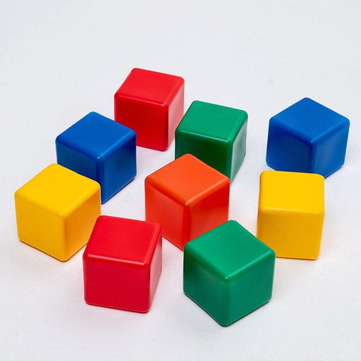 Кубики детские, пластиковые, цветные, 9 штук, 6×6 см