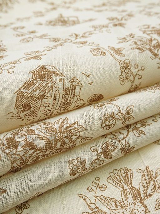 Фактурный хлопок с мережкой-полосой Летний прованс цв.коричневый, ш.1.45м, хл-100%, 90гр/м.кв - Купава фото 3