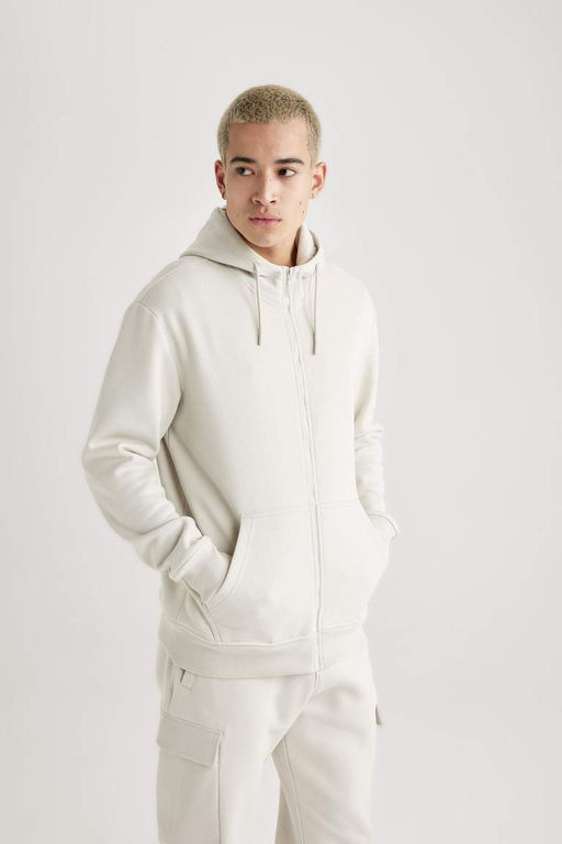 Толстовка обычного кроя с капюшоном на мягкой подкладке и на молнии - Defacto фото 8