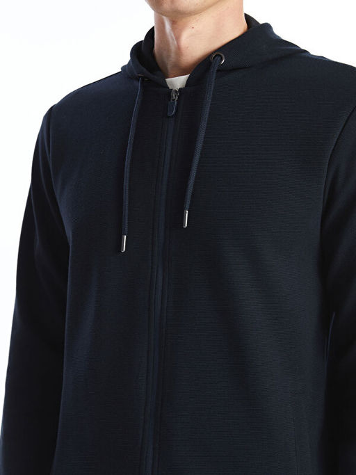 Kap??onlu Uzun Kollu Erkek Fermuarl? Sweatshirt