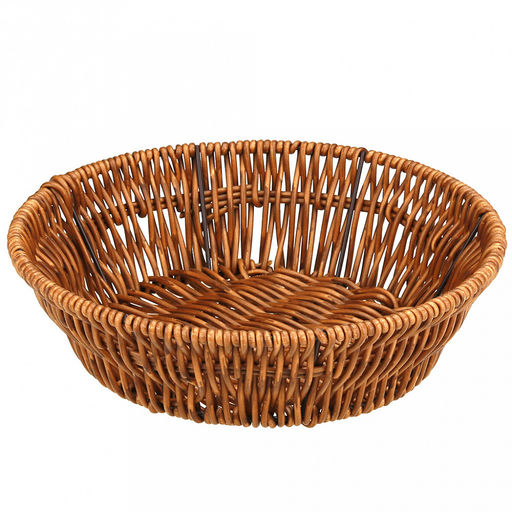 Корзина-сухарница плетеная Кондитер д22см h6см, полипропилен, коричневый, металлический каркас, форма круглая (Китай)