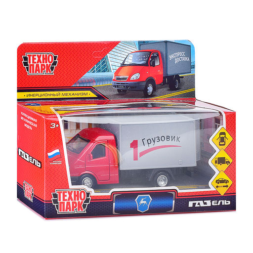 Машина металл Газ-3302 "Газель" 12,7 см, (двери, багаж, красный)инерц., в коробке