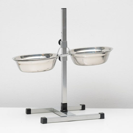 Подставка с мисками, 2 х 1,5 л, высота 50 см, разборная с верхним фиксатором, хром - Пижон фото 2