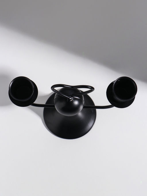 Подсвечник на 2 свечи Сердечко, d=2.5 см, чёрный, 14?7?12 см